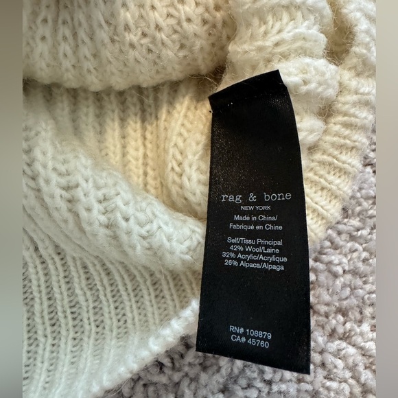 rag & bone Cream Ribbed Knit Crew Neck Sweater - Picture 12 of 12